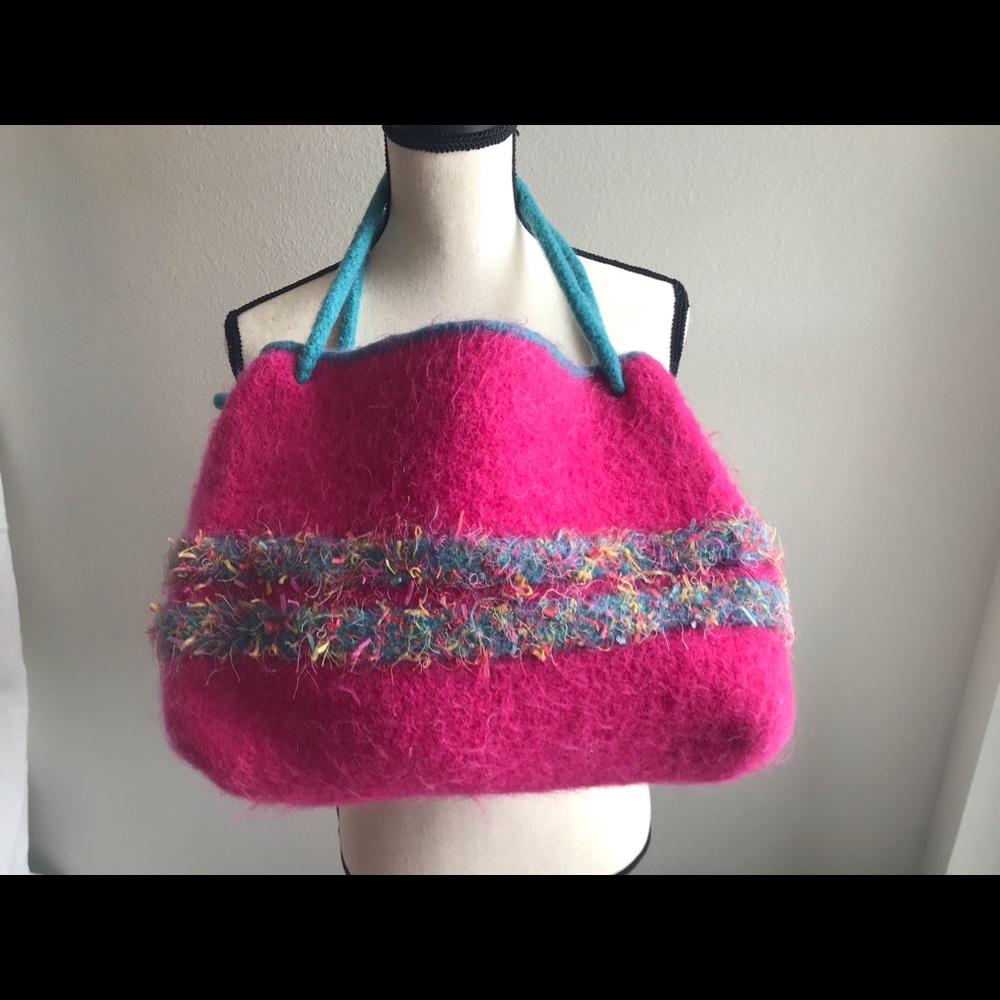 NWOT Large handcrafted 100% Boiled Wool  bag